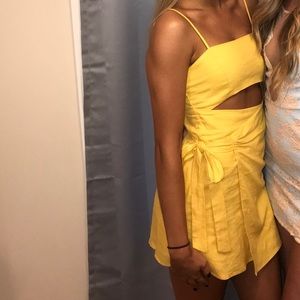 Yellow summer wrap around dress